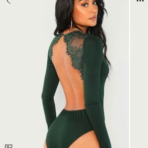 Lace green bodysuit.